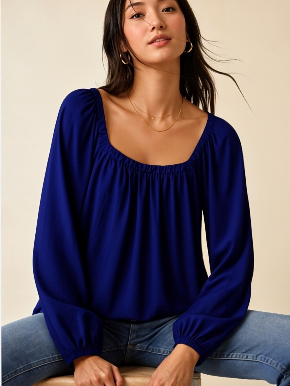 Banana Republic Blue Peasant Top